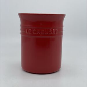 Le Creuset 6" Cerise Red Stoneware Utensil Small Canister Jar Classic Basic